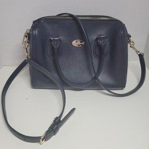 Coach Crossgrain Leather Mini Bennett Satchel Crossbody Navy Crossbody
